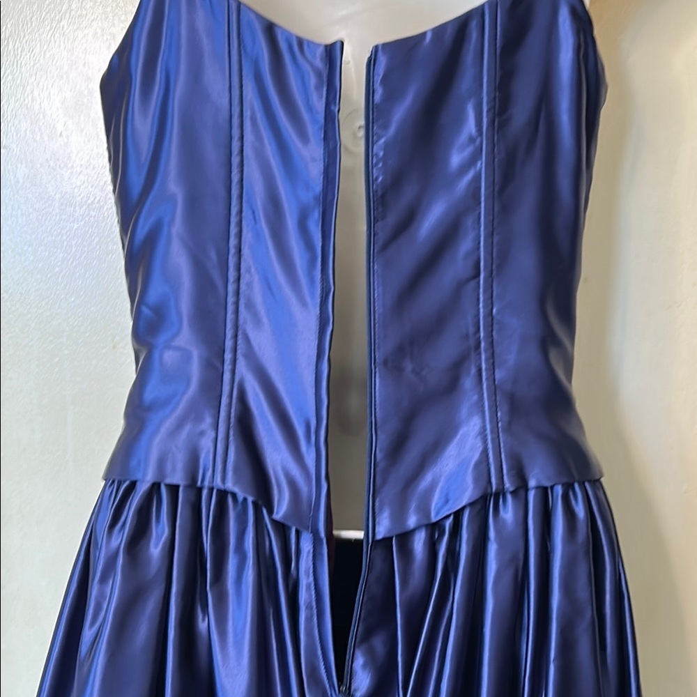 Jessica McClintock for Gunne Sax Navy Blue Satin  Corset Prom Dress size 5/6 - Picture 7 of 12
